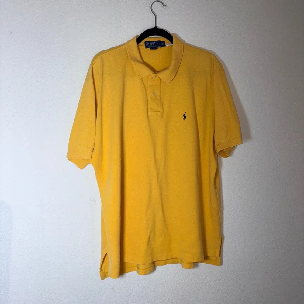 Polo Ralph Lauren Polo Shirt XL Yellow Excellent Short Sleeve Cotton Pique Logo
